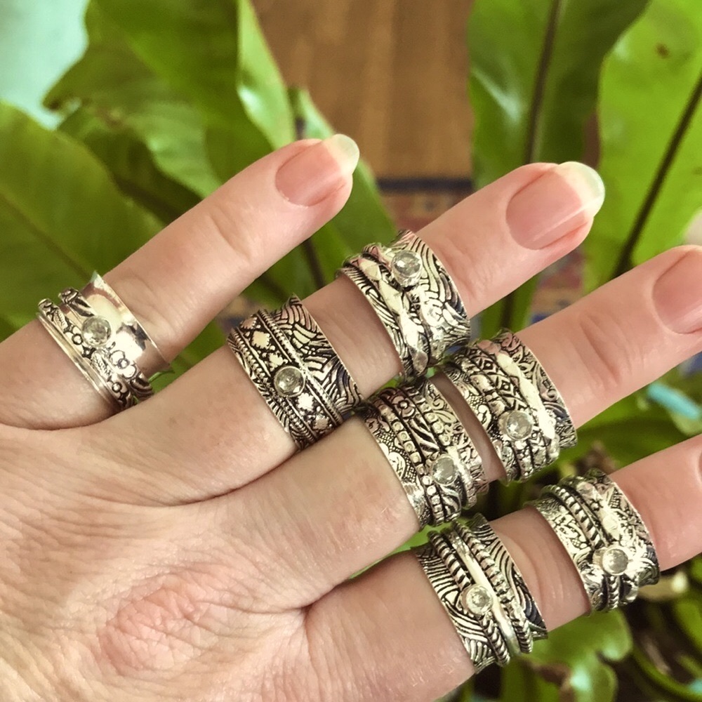 Silver meditation spinner rings with Gemstones - Picture 10 of 10